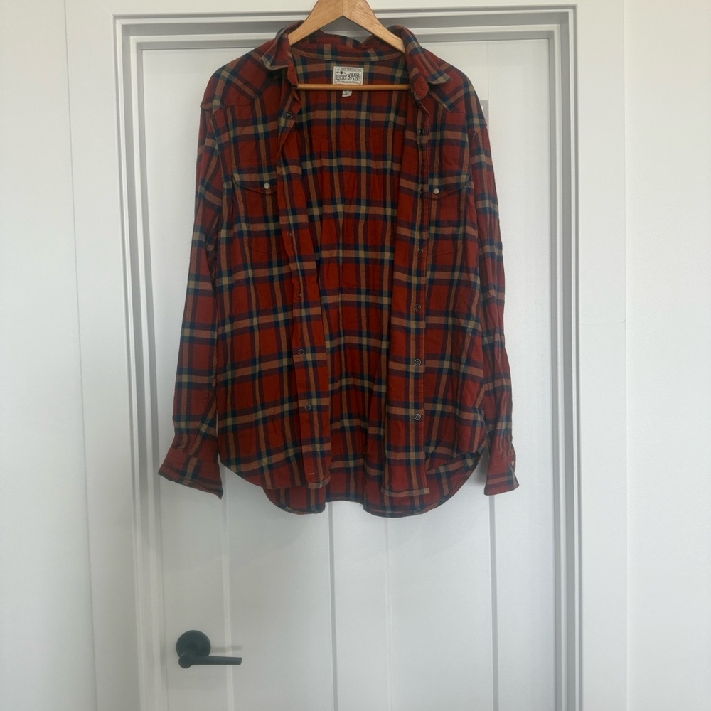 Vintage Plaid Button-Up Shirt in Rust & Navy lucky brand